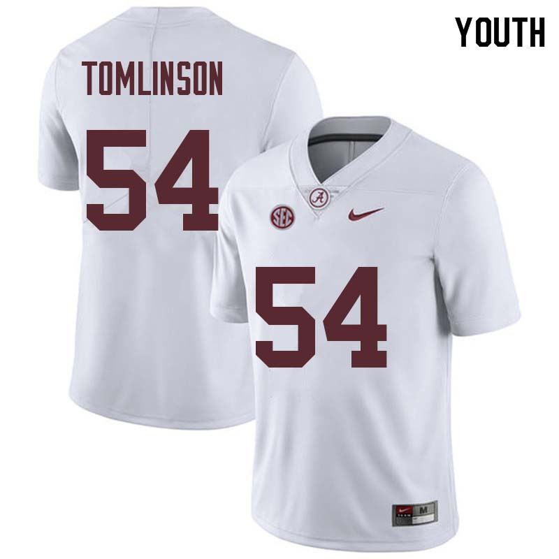 Alabama Crimson Tide Youth Dalvin Tomlinson #54 White NCAA Nike Authentic Stitched College Football Jersey YM16P53NE